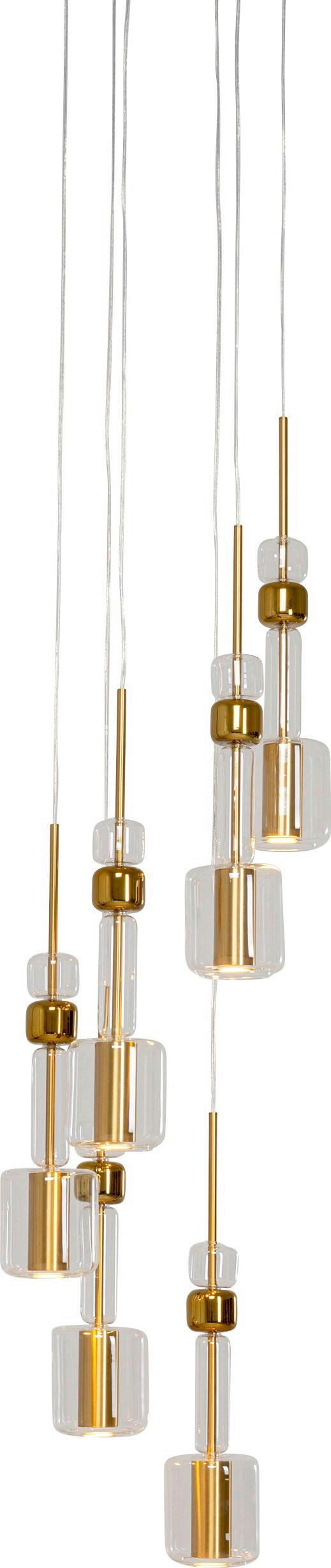 HÄNGELEUCHTE Candy Bar 44/160/44 cm   - Transparent/Goldfarben, MODERN, Glas/Metall (44/160/44cm) - Kare-Design