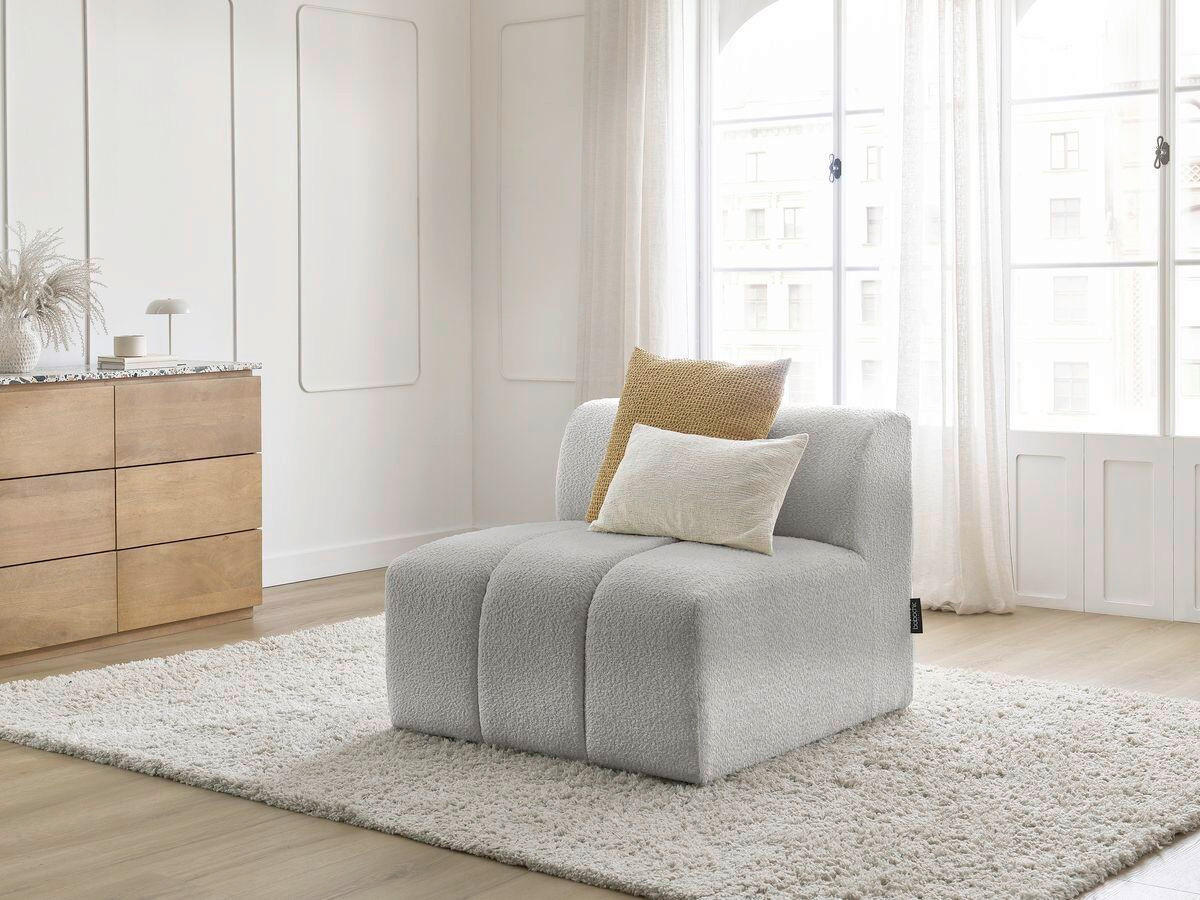 SOFAELEMENT ANNECY Bouclé Hellgrau  - Hellgrau/Schwarz, MODERN, Kunststoff/Textil (91/72/91cm)