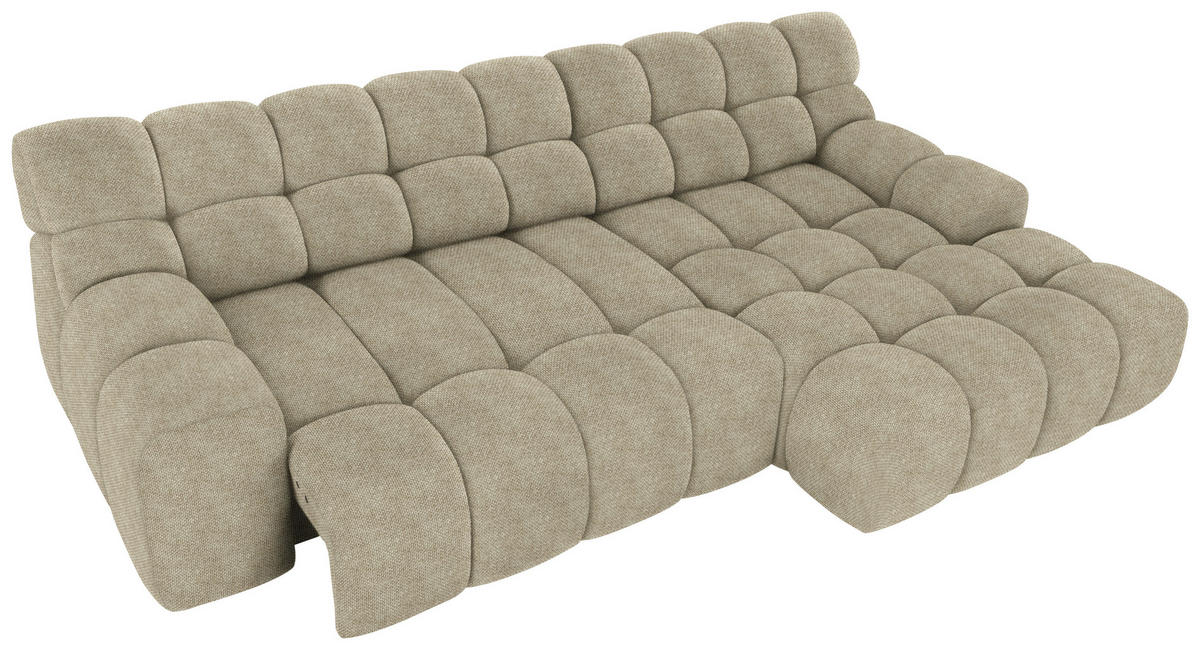 Ecksofa inkl. Funktion Beigebraun Webstoff  - Beigebraun/Schwarz, MODERN, Kunststoff/Textil (297/180cm) - Welnova