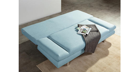 SCHLAFSOFA Flachgewebe Hellblau - Chromfarben/Schwarz, Design, Kunststoff/Textil (194/73/91cm) - Xora