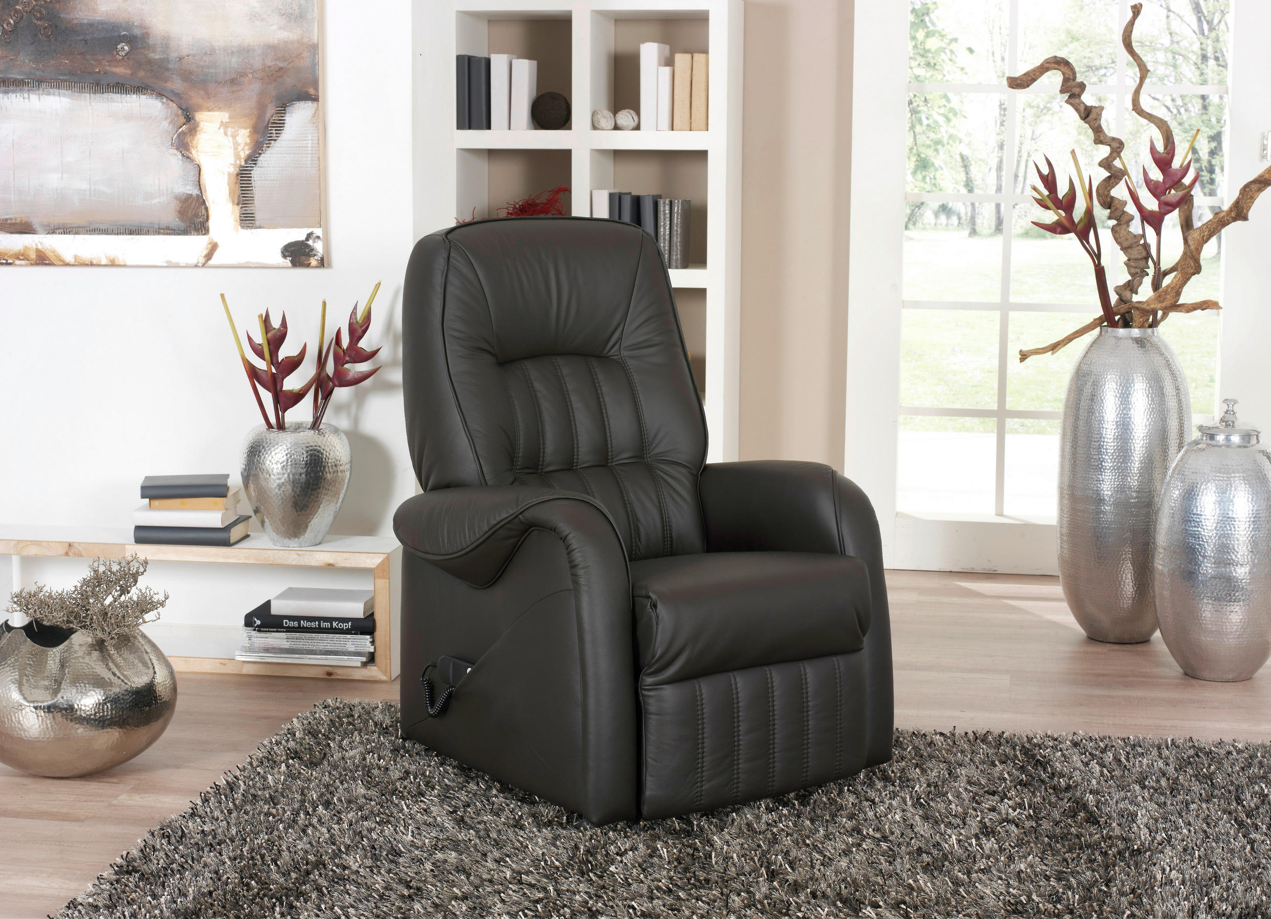 TV FOTELJA koža  crna   - crna, Konvencionalno, koža (78/107/93cm) - Himolla