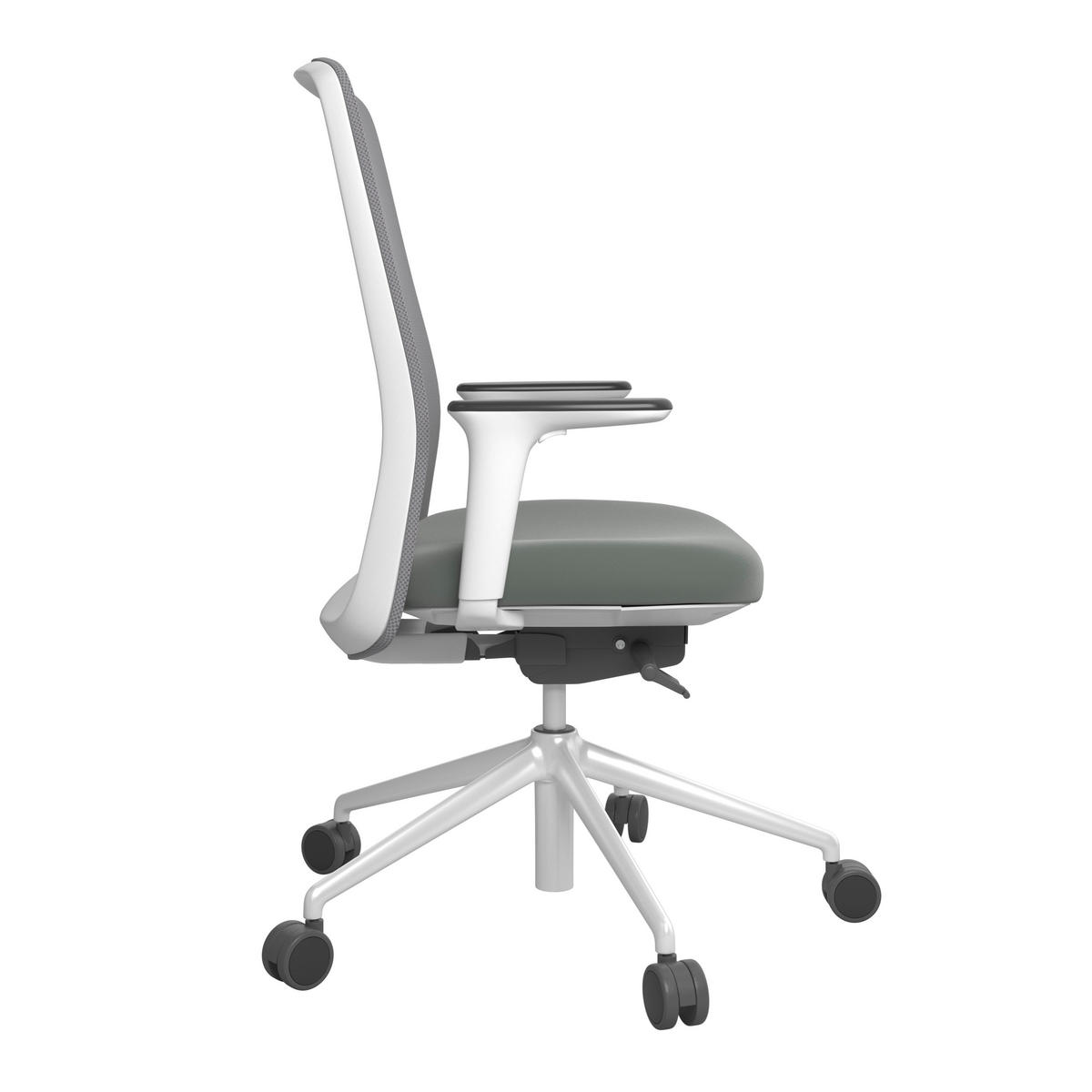 DREHSTUHL Lederlook Grau, Weiß, Olivgrün  - Weiß/Olivgrün, MODERN, Kunststoff/Textil (70/103-115/70cm)
