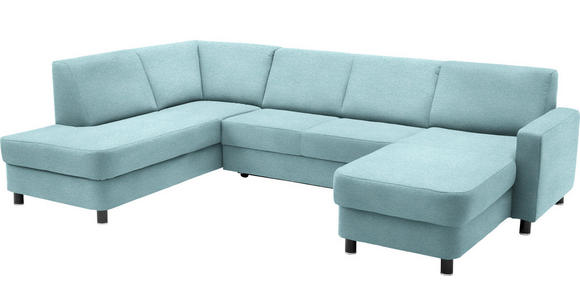 WOHNLANDSCHAFT  in Webstoff Türkis  - Türkis/Schwarz, Design, Holz/Textil (198/296/165cm) - Xora