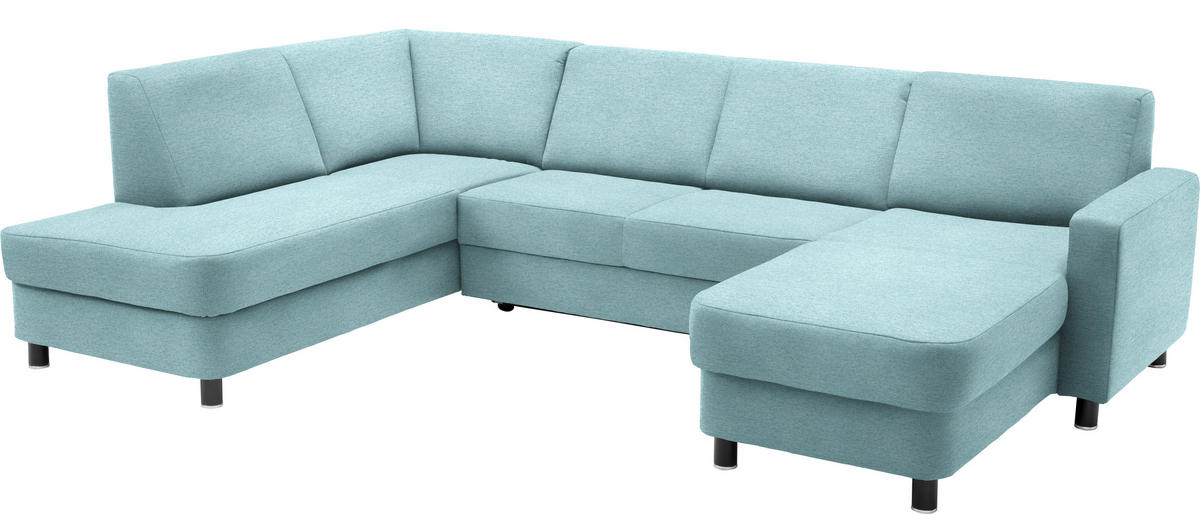 WOHNLANDSCHAFT  in Webstoff Türkis  - Türkis/Schwarz, Design, Holz/Textil (198/296/165cm) - Xora