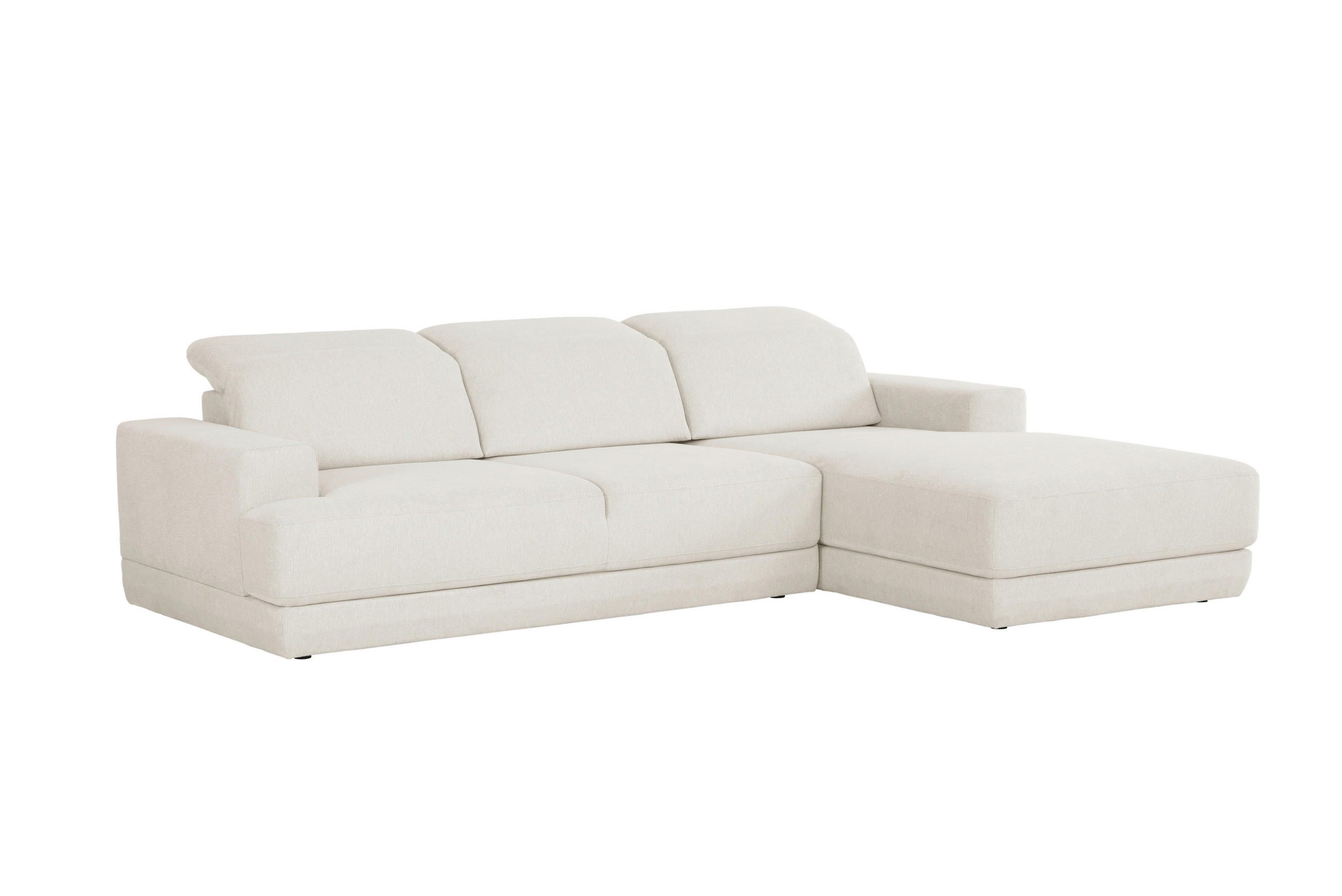 ECKSOFA Weiß Webstoff  - Schwarz/Weiß, Design, Kunststoff/Textil (293/204cm) - MID.YOU