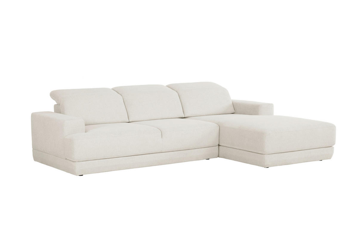 ECKSOFA in Webstoff Weiss  - Weiss/Schwarz, Design, Kunststoff/Textil (293/204cm) - MID.YOU