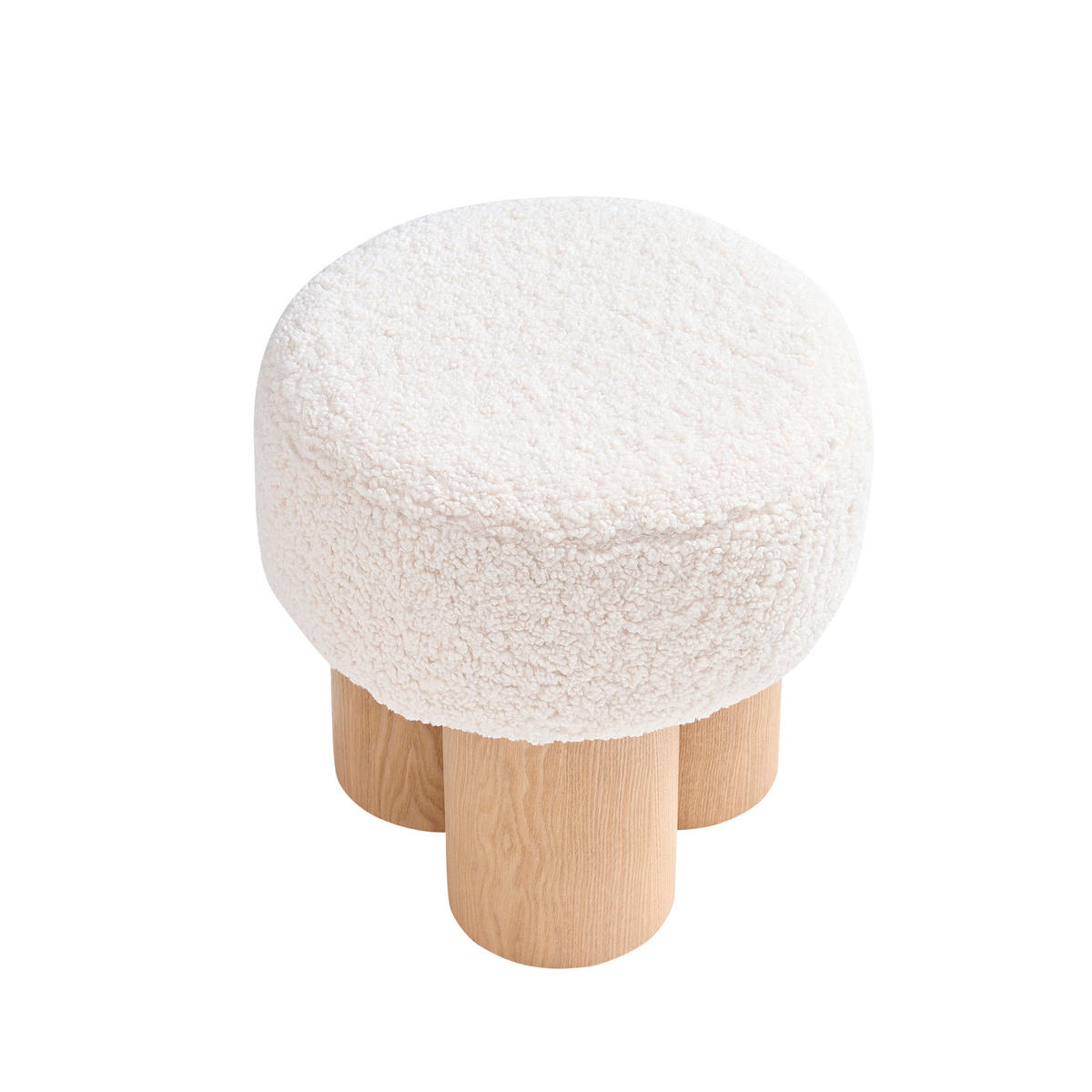 HOCKER Teddystoff Naturfarben, Weiß  - Naturfarben/Weiß, MODERN, Textil (50/49/50cm) - Livetastic