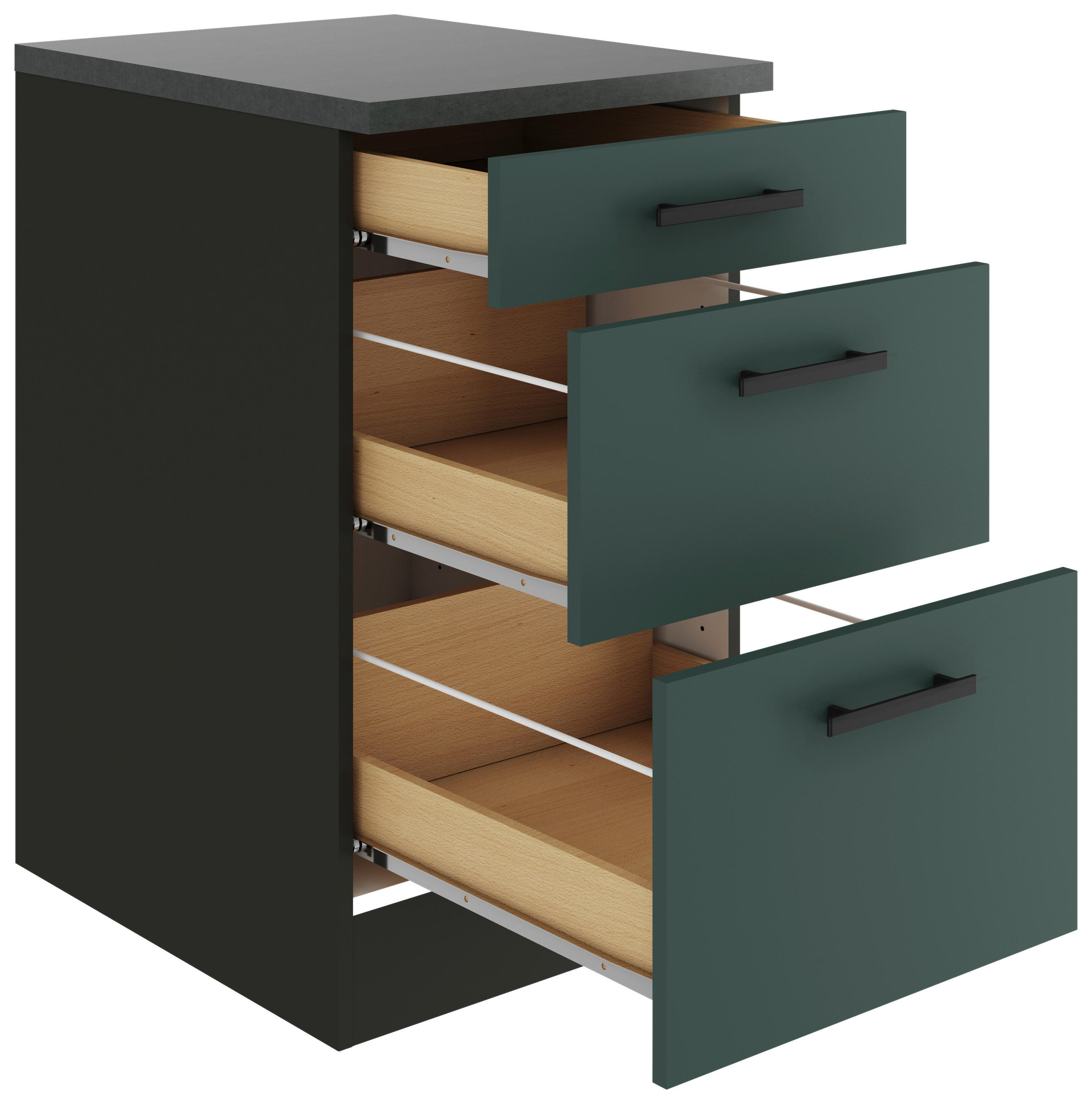 KÜCHENUNTERSCHRANK 50/84,8/60 cm  in Anthrazit, Dunkelgrün  - Dunkelgrün/Anthrazit, Basics, Holzwerkstoff/Metall (50/84,8/60cm) - Optifit