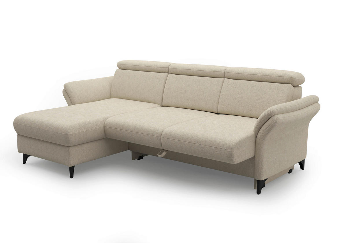 ECKSOFA GLENDALE E Sandfarben Chenille  - Sandfarben/Schwarz, KONVENTIONELL, Textil/Metall (166/253cm) - Sit & More
