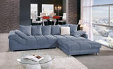 ECKSOFA Blau, Grau Webstoff  - Blau/Grau, Design, Textil/Metall (337/228cm) - Carryhome