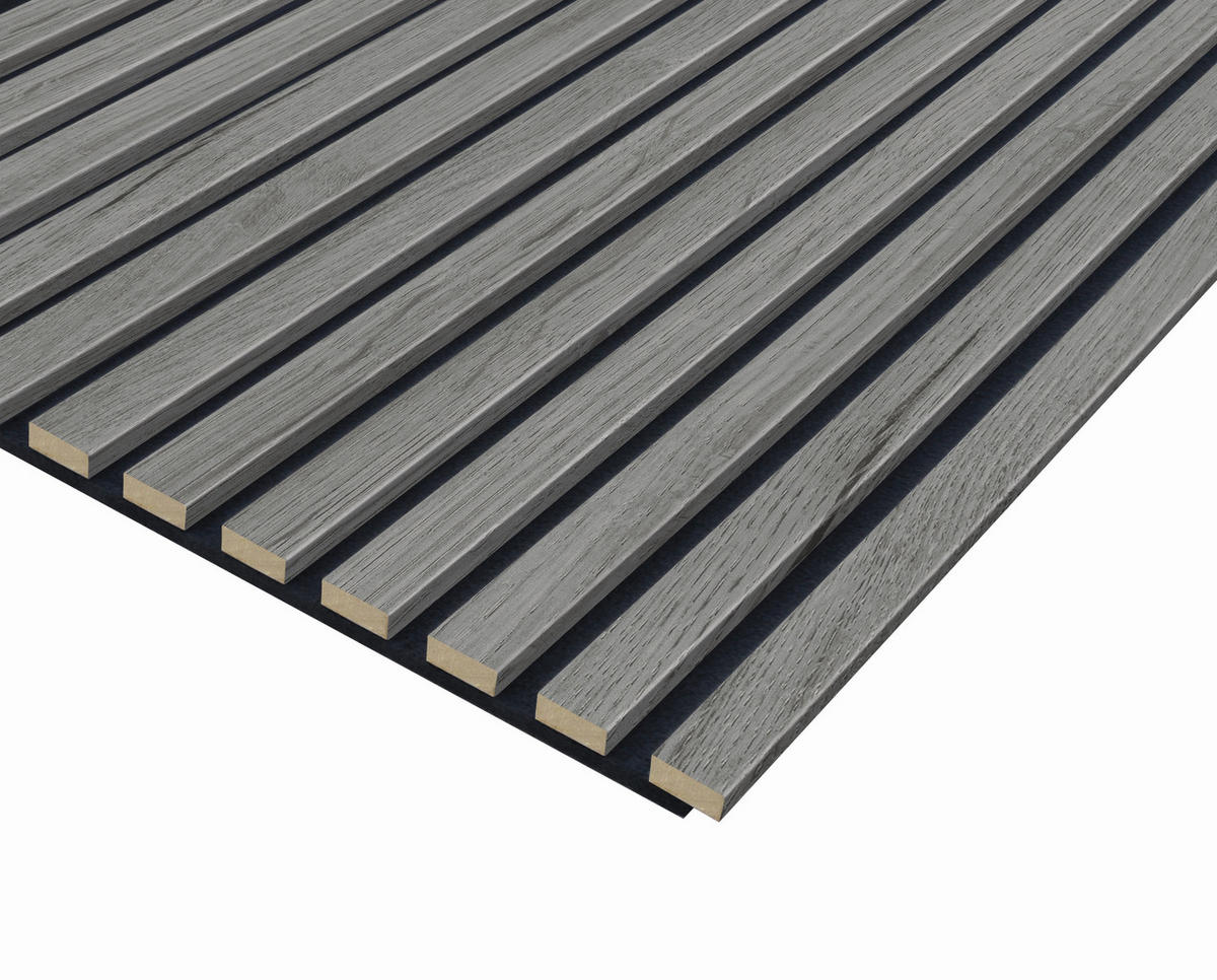 AKUSTIKPANEEL Eiche Grau 3-seitig foliert 57.25/1.9/267 cm  - Eichefarben, KONVENTIONELL, Holzwerkstoff/Textil (57.25/1.9/267cm)