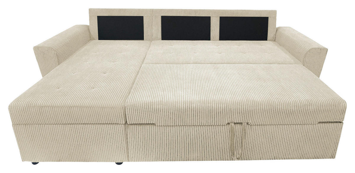 ECKSOFA in Cord Beige  155/231 cm  - Beige/Schwarz, Design, Kunststoff/Textil (155/231cm) - MID.YOU
