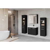 BADEZIMMER 5-teilig  in 120 cm  - Silberfarben/Schwarz, LIFESTYLE, Glas/Keramik (120cm) - P & B