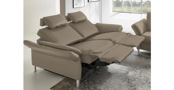 3-SITZER-SOFA Latina in Echtleder Greige   - Greige/Alufarben, Design, Leder/Metall (190/82/99cm) - Dieter Knoll