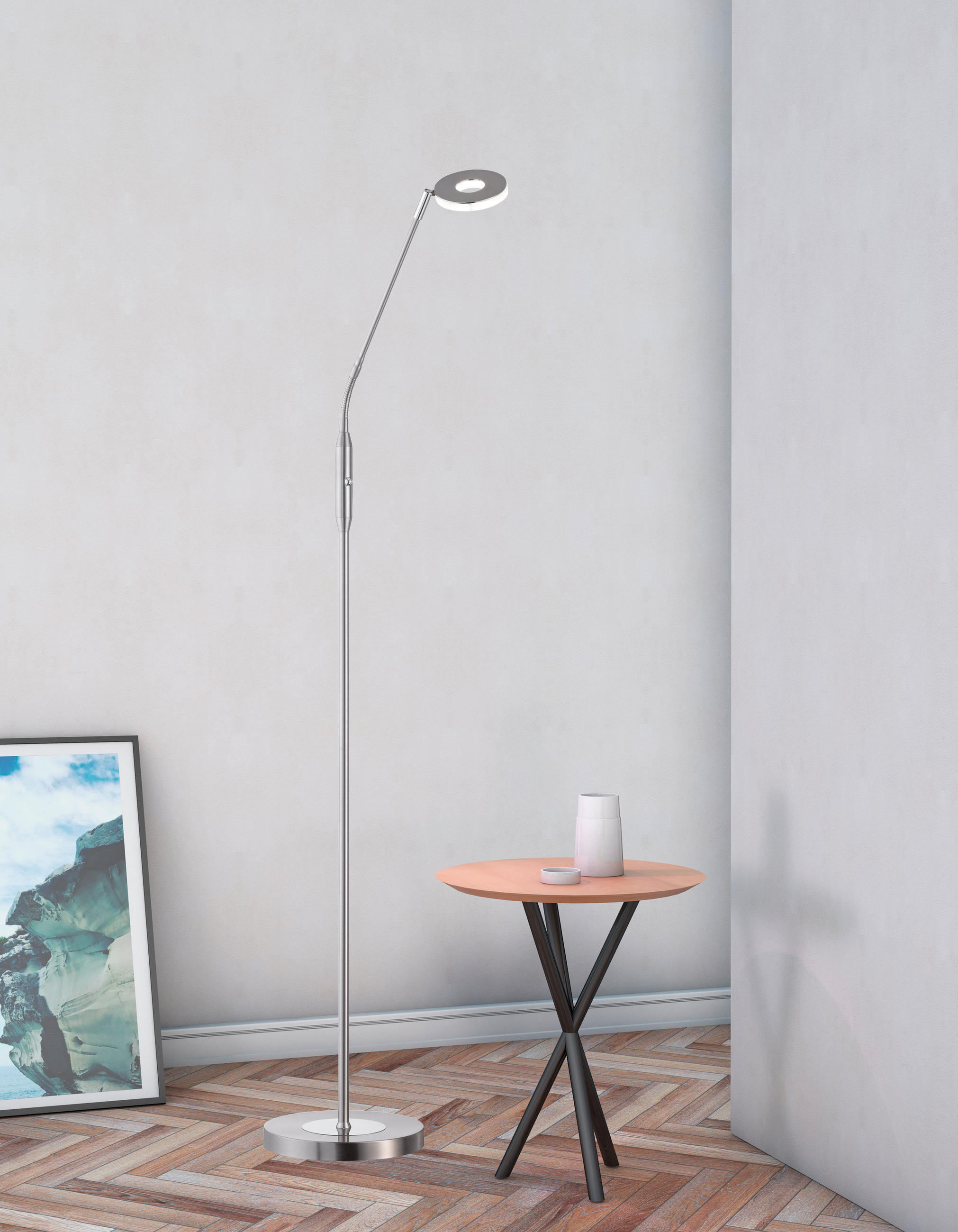 LED-STEHLEUCHTE 23/150 cm    - Chromfarben/Nickelfarben, Design, Glas/Metall (23/150cm) - Fischer & Honsel