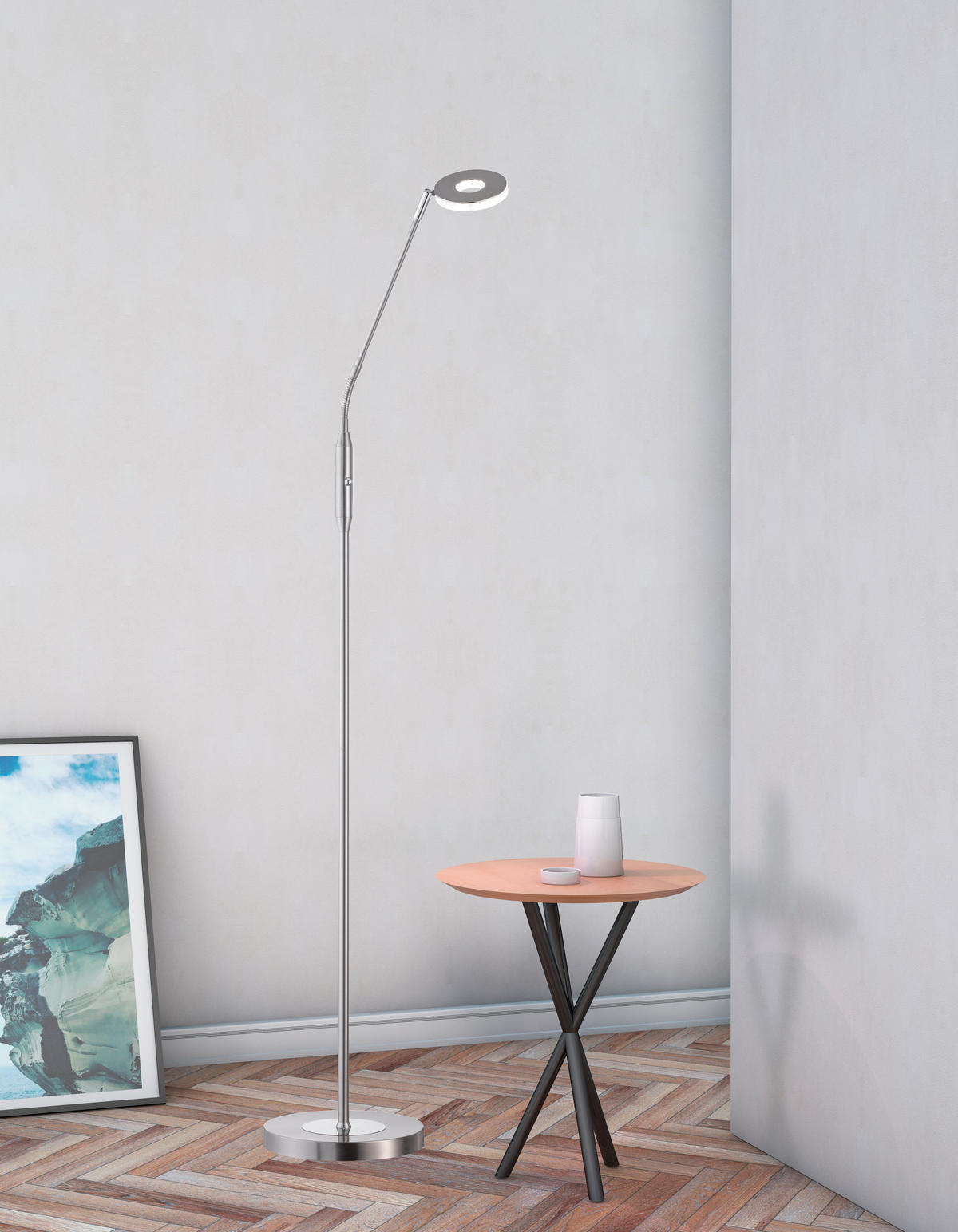 LED-GOLVLAMPA Dent 23/150 cm    - kromfärg/nickelfärgad, Design, metall/glas (23/150cm) - Fischer & Honsel