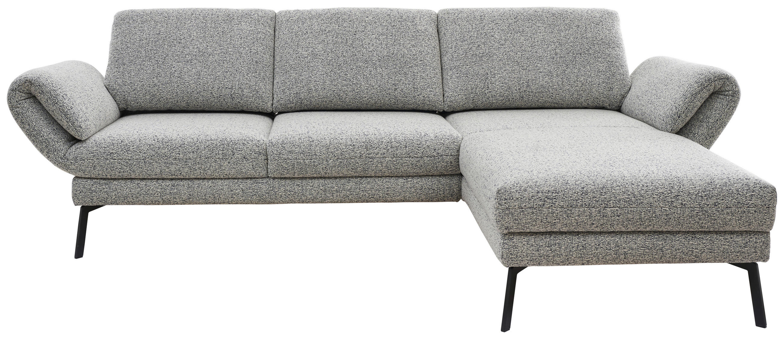 ECKSOFA in Flachgewebe Blaugrau  - Blaugrau/Schwarz, Design, Textil/Metall (255-365/175-224cm) - Dieter Knoll