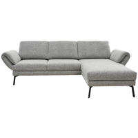 ECKSOFA in Flachgewebe Blaugrau  - Blaugrau/Schwarz, Design, Textil/Metall (255-365/175-224cm) - Dieter Knoll