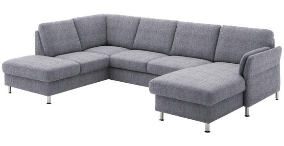 WOHNLANDSCHAFT in Flachgewebe Blau - Chromfarben/Blau, KONVENTIONELL, Textil/Metall (200/305/168cm) - Voleo