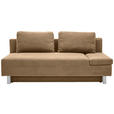 SCHLAFSOFA in Flachgewebe Hellbraun  - Chromfarben/Hellbraun, Design, Holz/Textil (205/77-93/99cm) - Novel