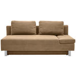 SCHLAFSOFA in Flachgewebe Hellbraun  - Chromfarben/Hellbraun, Design, Holz/Textil (205/77-93/99cm) - Novel