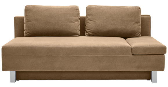 SCHLAFSOFA in Flachgewebe Hellbraun  - Chromfarben/Hellbraun, Design, Holz/Textil (205/77-93/99cm) - Novel