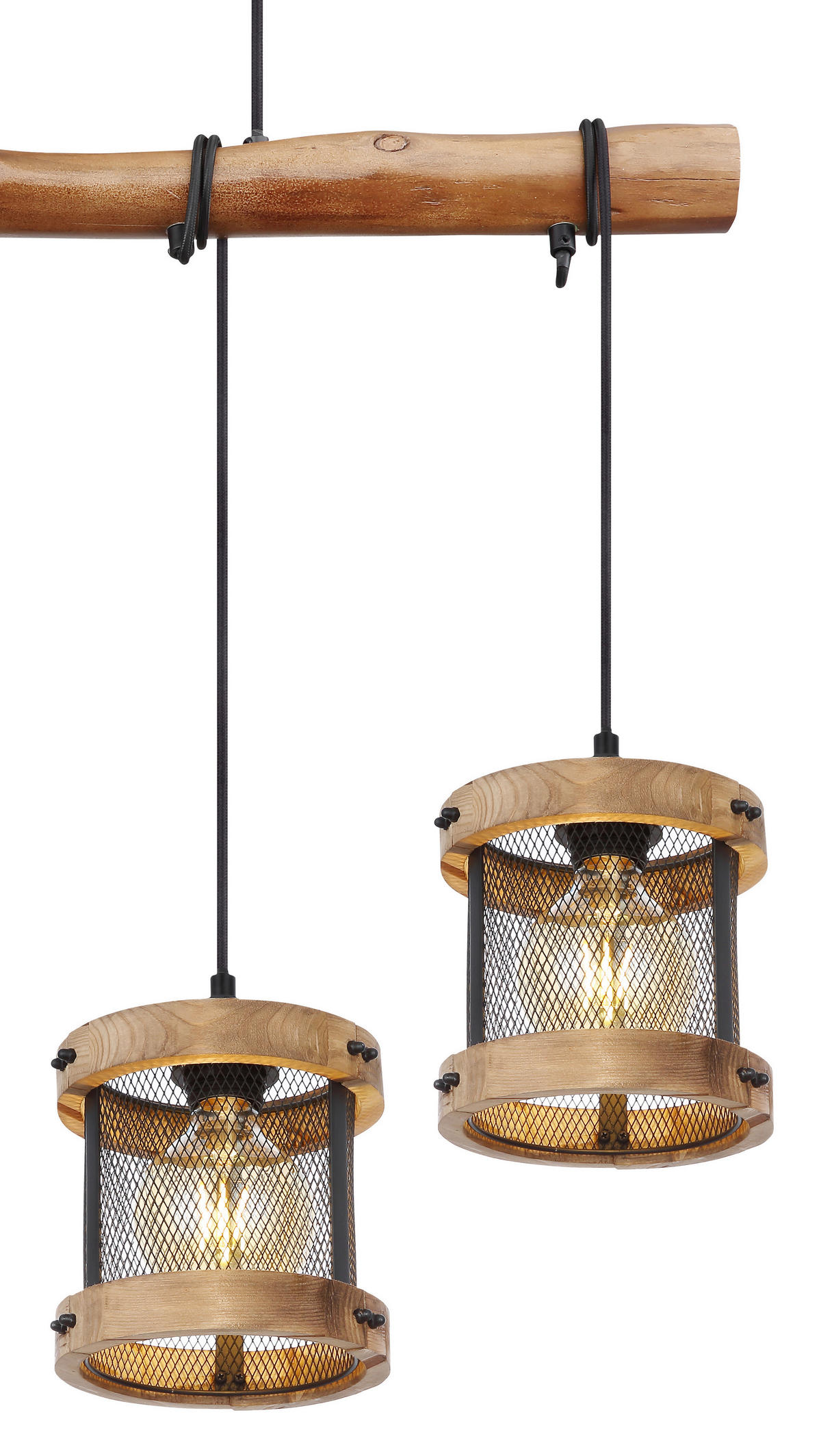 HÄNGELEUCHTE 85/16/120 cm   - Dunkelbraun/Schwarz, Natur, Holz/Metall (85/16/120cm) - Globo