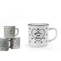VELIKA ŠALICA ZA KAVU   340 ml     - bijela/tamno siva, Basics, keramika (12,5/8,9/9,3cm)