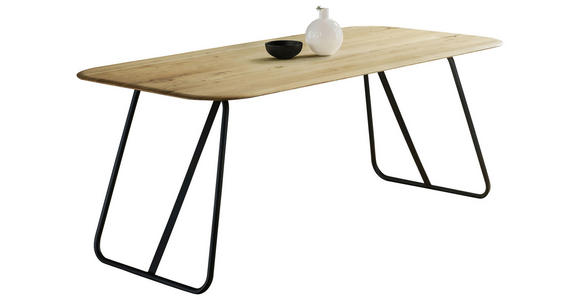 ESSTISCH Schwarz, Eichefarben rechteckig  in verschiedenen Größen erhältlich, Variantenauswahl  - Eichefarben/Schwarz, LIFESTYLE, Holz/Metall (200/100/75cm) - Linea Natura