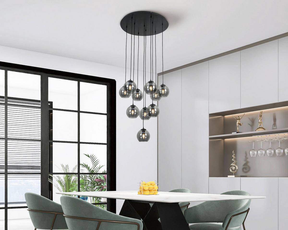 ZÁVĚSNÉ SVÍTIDLO, 65/170 cm  - černá/průhledné, Konvenční, kov/plast (65/170cm) - Dieter Knoll