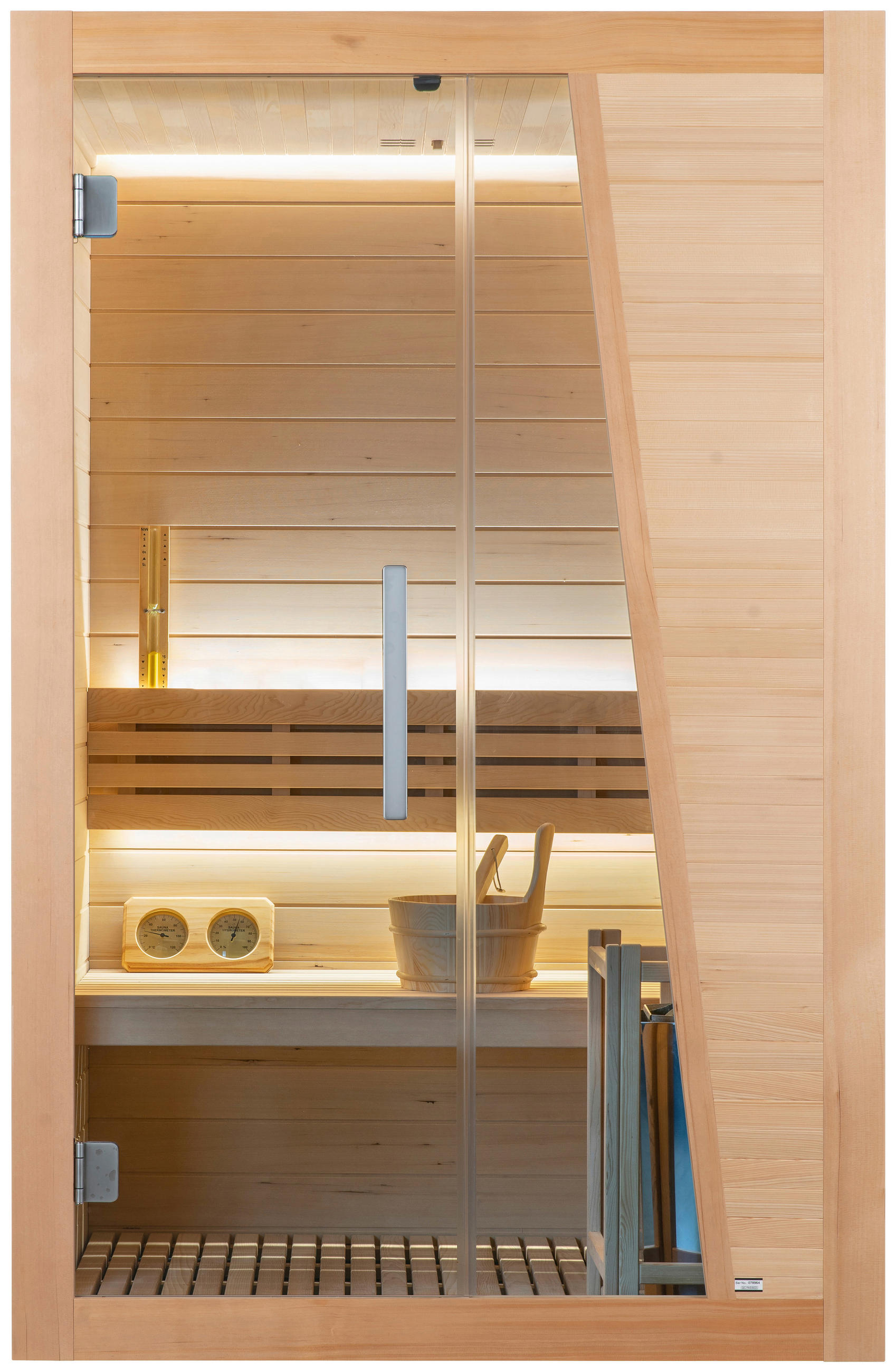 SAUNA für 2 Personen  - Naturfarben, Basics, Glas/Holz (110/195/125cm) - Sanotechnik