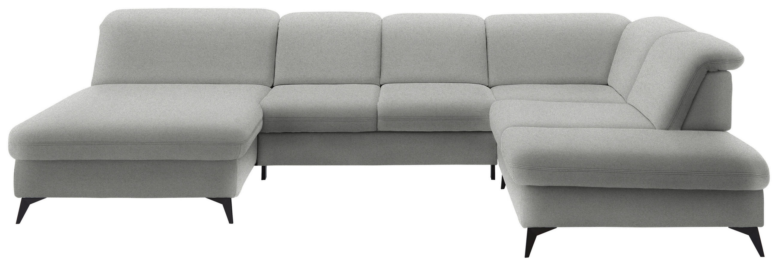 WOHNLANDSCHAFT  in Chenille Greige  - Greige/Schwarz, Design, Textil/Metall (198/369/255cm) - Beldomo Style