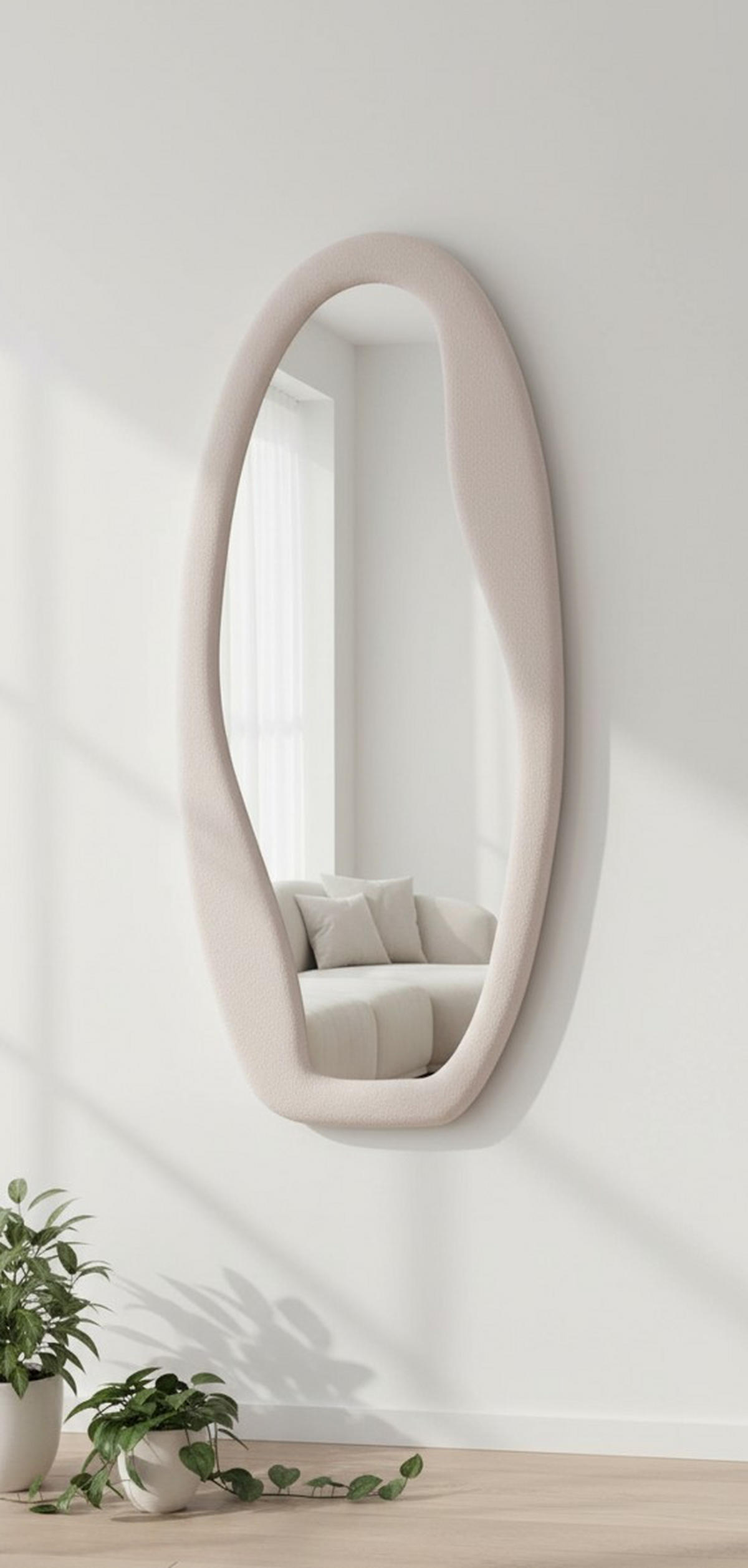 WANDSPIEGEL 75/175/3,5 cm    in Freiform  - Creme, Design, Glas/Holzwerkstoff (75/175/3,5cm) - MID.YOU