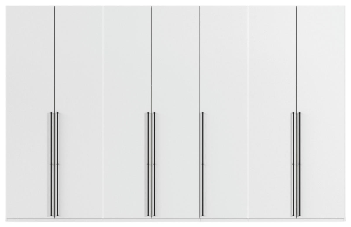 DREHTÜRENSCHRANK 350/223/61 cm,  in Weiß, 7-türig  - Schwarz/Weiß, Basics, Holzwerkstoff/Metall (350/223/61cm) - Novel
