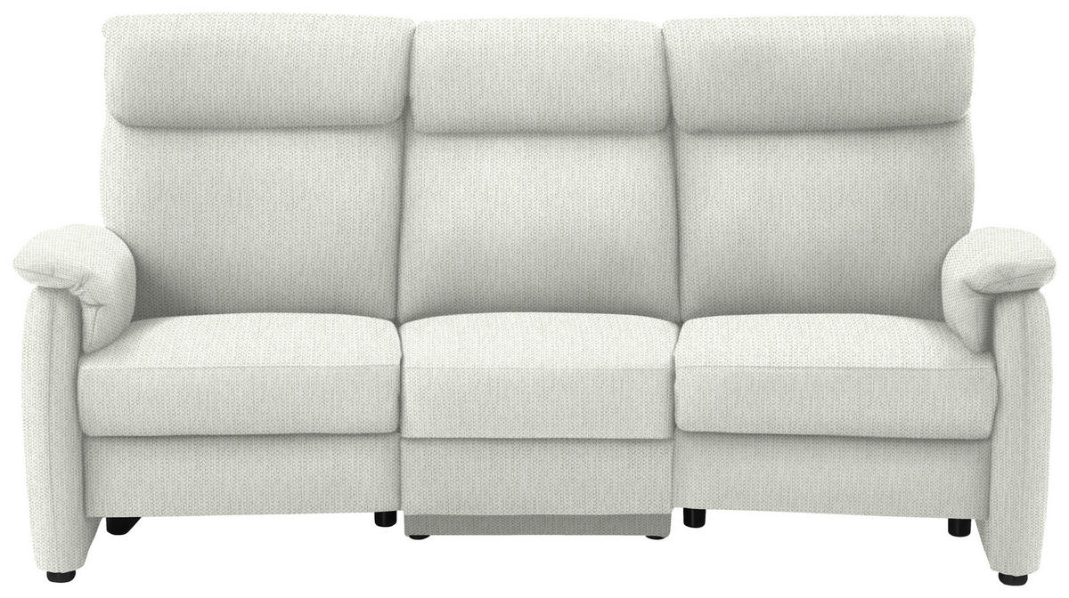 TRAPEZSOFA in Flachgewebe Weiss  - Weiss/Schwarz, Konventionell, Textil/Metall (219/107/97cm) - Pure Home Comfort