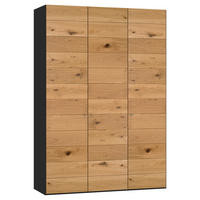 DREHTÜRENSCHRANK 152/220/40 cm,  in Schwarz, Wildeiche, 3-türig  - Wildeiche/Silberfarben, Design, Holz/Holzwerkstoff (152/220/40cm) - Jutzler