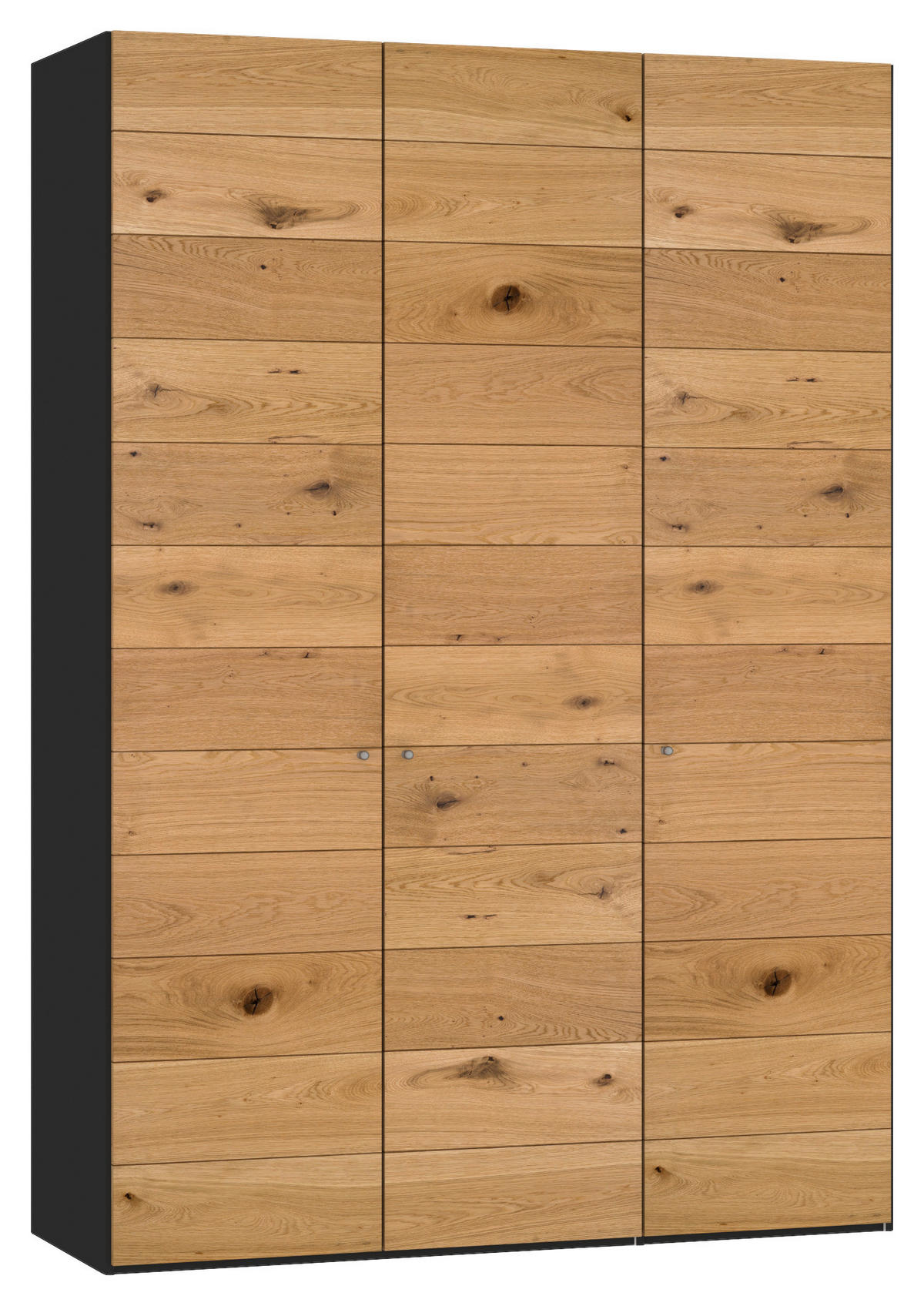 DREHTÜRENSCHRANK 152/220/40 cm,  in Schwarz, Wildeiche, 3-türig  - Wildeiche/Silberfarben, Design, Holz/Holzwerkstoff (152/220/40cm) - Jutzler