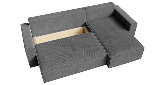 ECKSOFA Dunkelgrau Cord  - Dunkelgrau/Schwarz, KONVENTIONELL, Kunststoff/Textil (241/138cm) - Carryhome