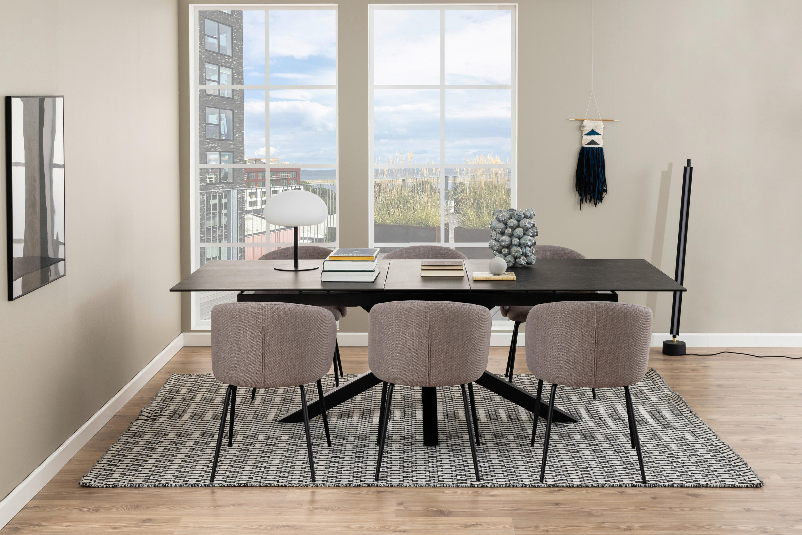 ESSTISCH Schwarz rechteckig  ausziehbar  - Schwarz, Design, Keramik/Metall (200-240/100/75,5cm) - MID.YOU