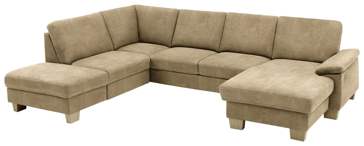 WOHNLANDSCHAFT in Mikrofaser Braun  - Eichefarben/Beige, Konventionell, Holz/Textil (235/316/167cm) - Beldomo System