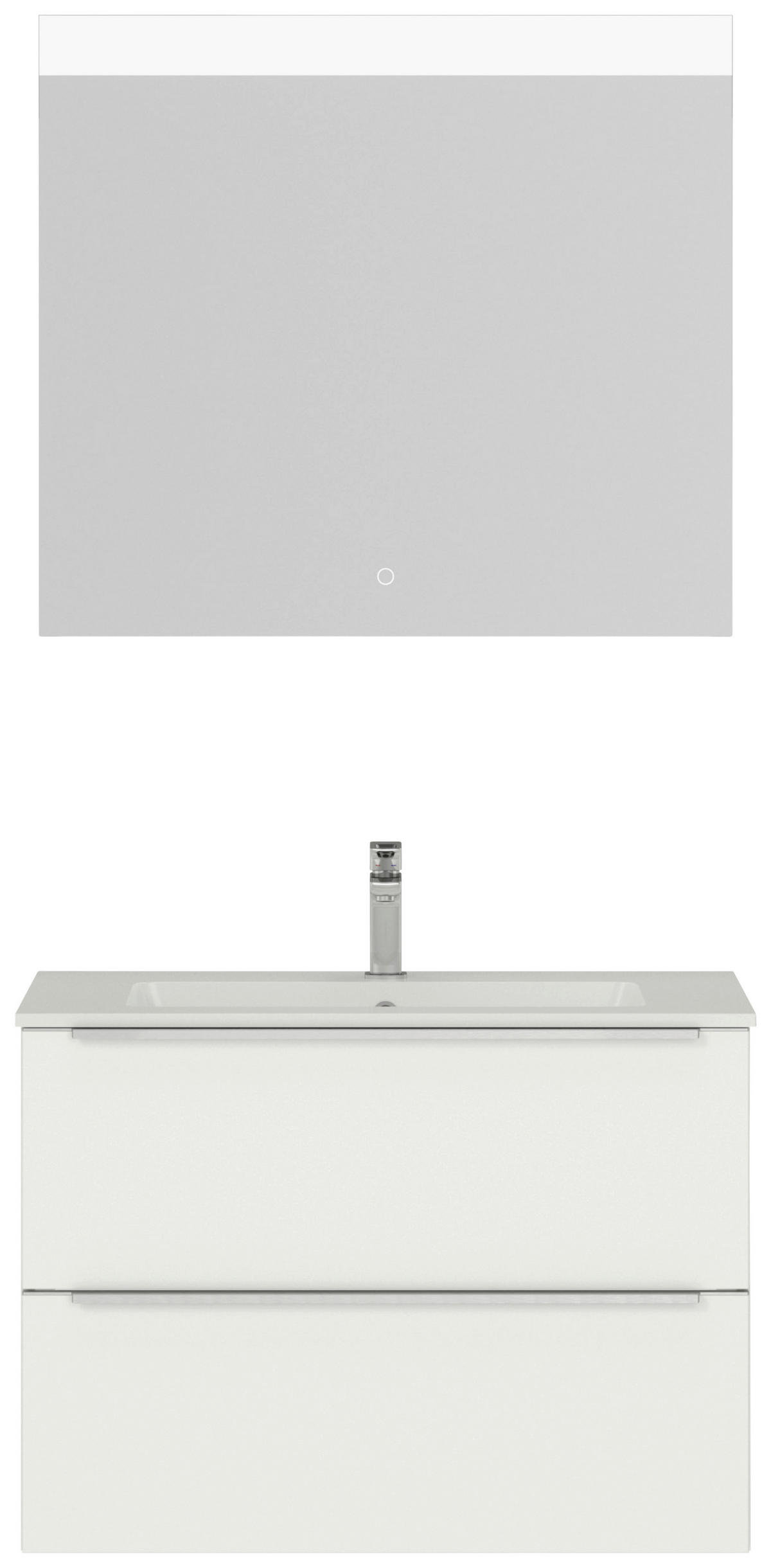 BADEZIMMER 3-teilig  in 81 cm  - Edelstahlfarben/Weiß, MODERN, Holzwerkstoff/Stein (81cm) - Nobilia