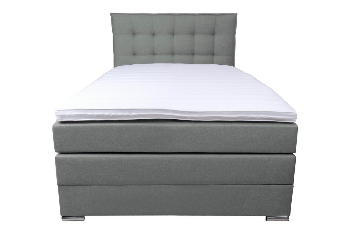 BOXSPRINGBETT 140/200 cm  in Dunkelgrau  - Chromfarben/Dunkelgrau, Konventionell, Kunststoff/Textil (140/200cm) - Boxxx