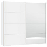 SCHWEBETÜRENSCHRANK 253/236/65 cm 2-türig Weiß  - Edelstahlfarben/Weiß, Design, Glas/Holzwerkstoff (253/236/65cm) - Boxxx