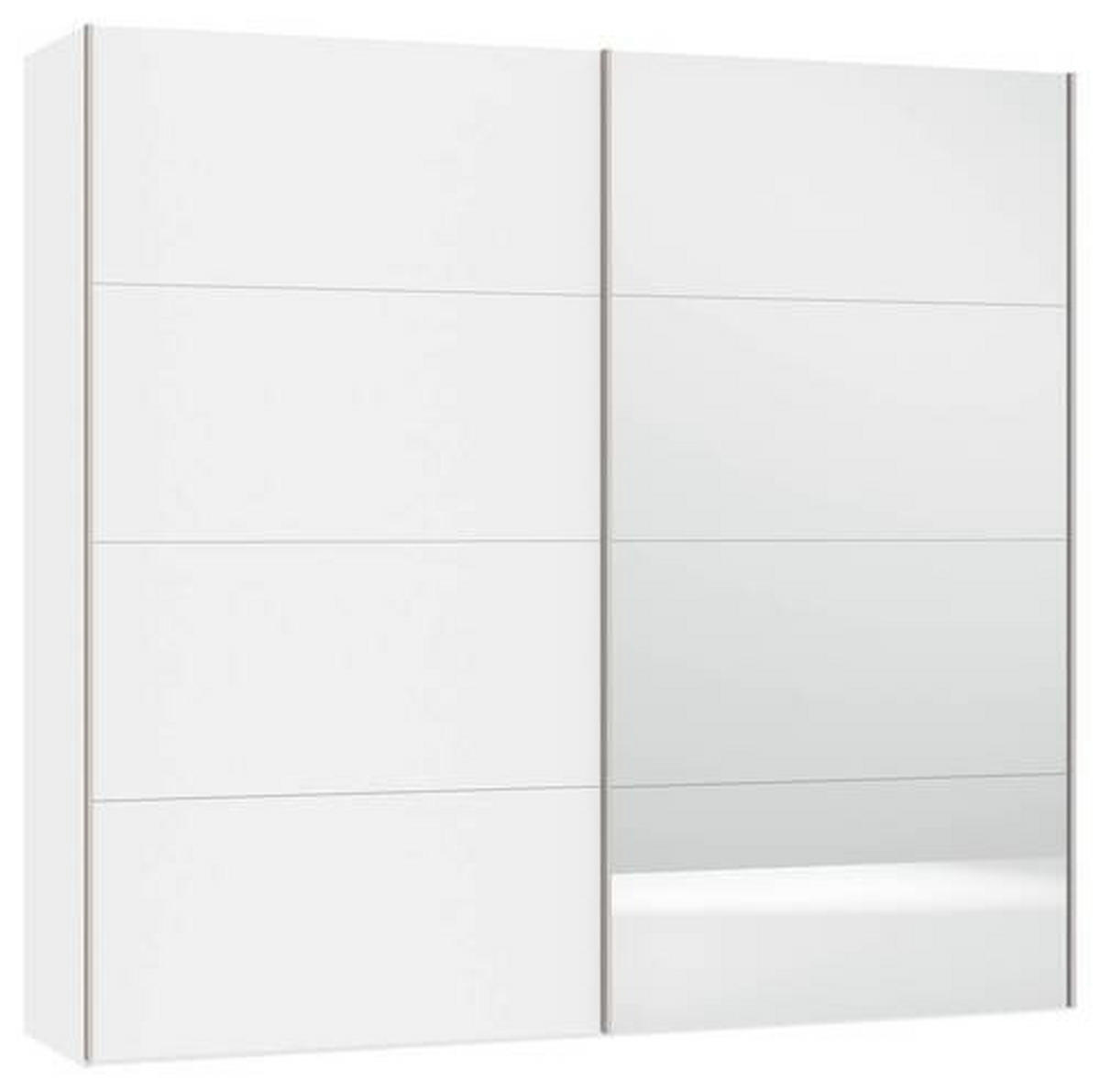 SCHWEBETÜRENSCHRANK 253/236/65 cm 2-türig Weiß  - Edelstahlfarben/Weiß, Design, Glas/Holzwerkstoff (253/236/65cm) - Boxxx