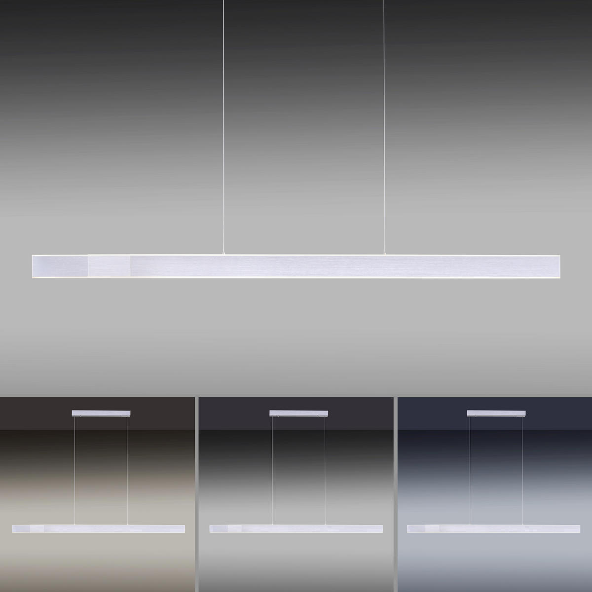 SUSPENSION LED 179/4,8/120 cm    - Alufarben, Design, Kunststoff/Metall (179/4,8/120cm) - Neuhaus PURE