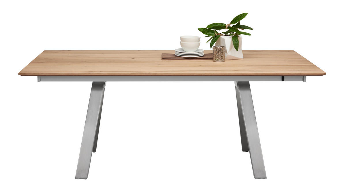 ESSTISCH in Holz, Metall 190-290/100/75 cm  - Edelstahlfarben/Eichefarben, KONVENTIONELL, Holz/Metall (190-290/100/75cm) - Venjakob