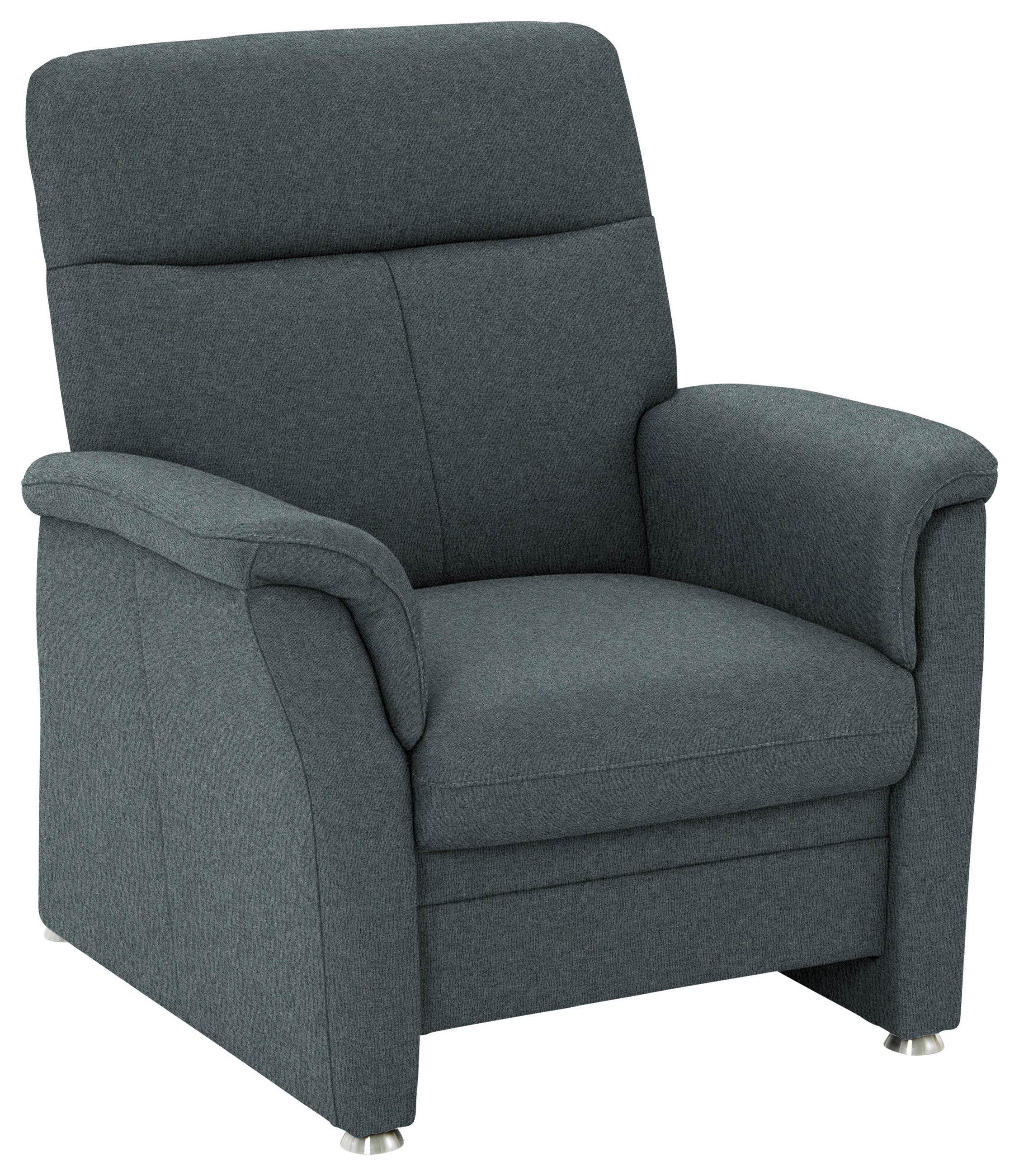 SESSEL Flachgewebe Blau  - Blau/Alufarben, Konventionell, Textil/Metall (90/100/89cm) - Beldomo Comfort