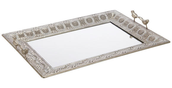 SERVIERTABLETT - Silberfarben, LIFESTYLE, Glas/Metall (51/8,5/35cm) - Ambia Home