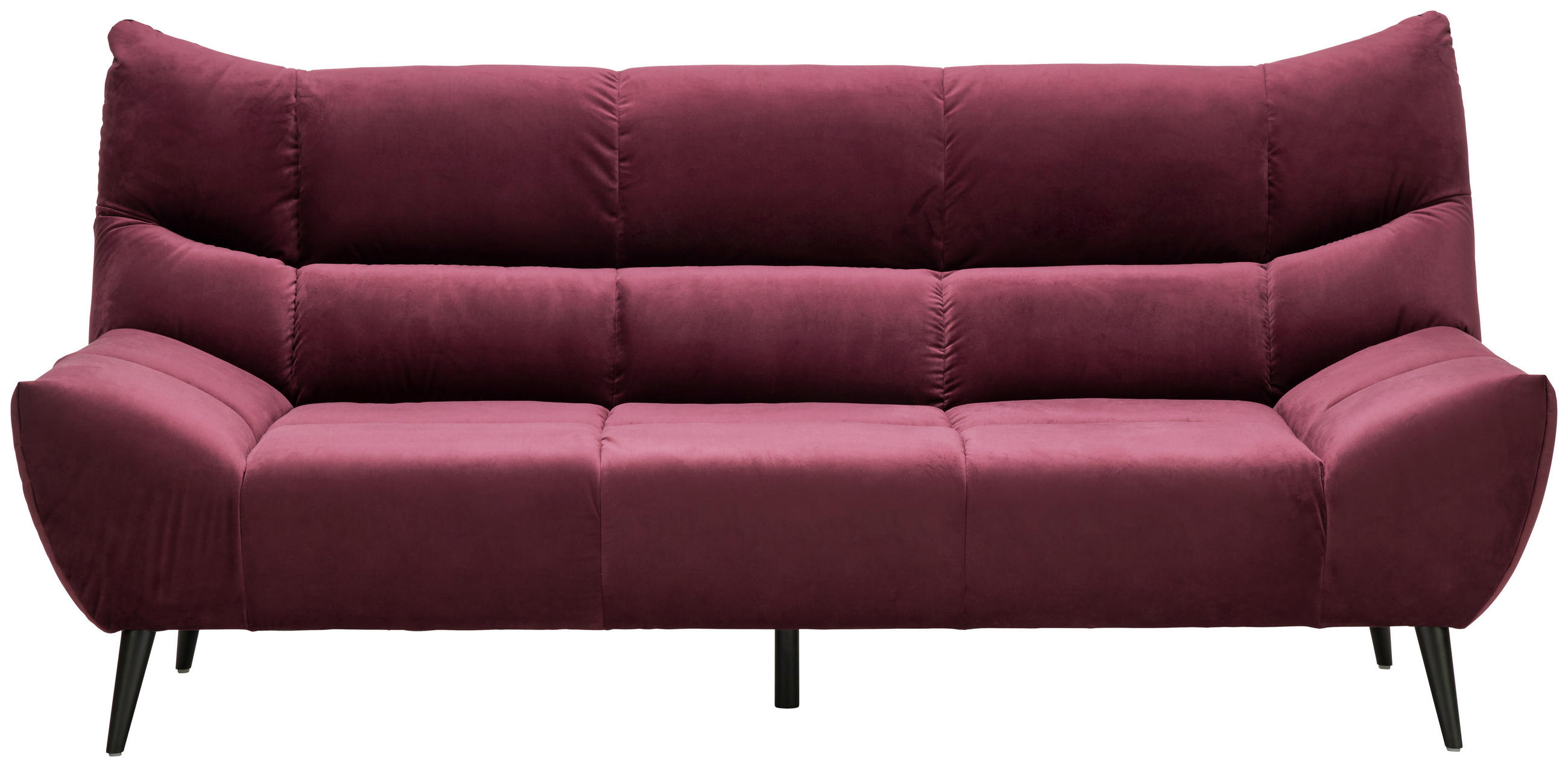 3-SITZER-SOFA Mikrofaser Weinrot  - Weinrot/Schwarz, Design, Textil/Metall (222/106/99cm) - Xora