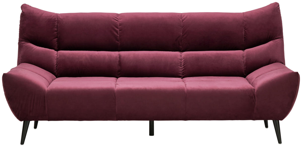 3-SITZER-SOFA Mikrofaser Weinrot  - Weinrot/Schwarz, Design, Textil/Metall (222/106/99cm) - Xora